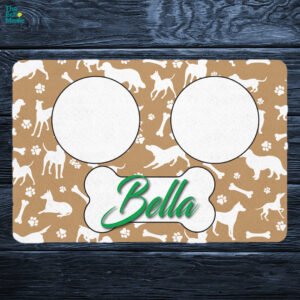 Custom Dog Feeding Mat Dogs and Bones Design