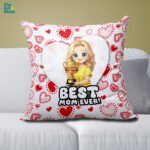 Best Mom Ever Pillow | Custom Cartoon Photo Pillow – Personalized Mother's Day Gift