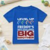 Personalized Level Up Big Brother kids t-shirt in royal blue