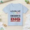 Personalized Level Up Big Brother kids t-shirt in light blue